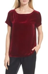 Eileen Fisher Velvet Mandarin Tee In Hibiscus