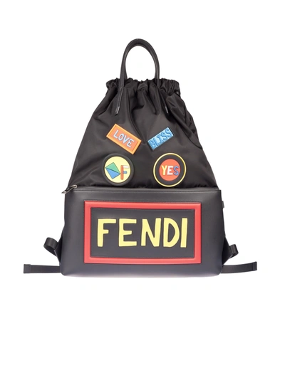 Fendi Appliqué Backpack In Black