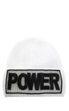 VERSACE POWER MANIFESTO RIBBED-WOOL BEANIE,ICAP007 IK0119 1401 BIANCO