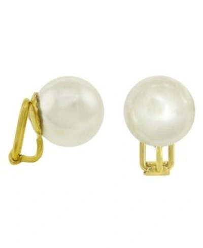 Majorica 18k Gold Over Sterling Silver Earrings, Organic Man-made Pearl Clip On Earrings In White