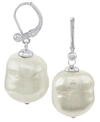 MAJORICA PEARL EARRINGS, STERLING SILVER BAROQUE ORGANIC MAN-MADE PEARL DROP