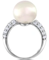 MAJORICA STERLING SILVER CUBIC ZIRCONIA & IMITATION PEARL RING