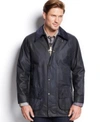 Barbour Corduroy Collar Waxed Jacket In Navy