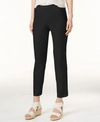 Eileen Fisher Petite Washable Stretch-crepe Slim Ankle Pants In Black