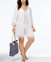 LA BLANCA PLUS SIZE CROCHET-TRIM COVER-UP DRESS WOMEN'S SWIMSUIT