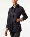 Barbour Beadnell Polarquilt Plaid-trim Utility Coat In Navy