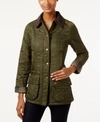 Barbour Beadnell Polarquilt Plaid-trim Utility Coat In Olive