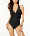 La Blanca Island Goddess Multistrap Cross Back One Piece Swimsuit In Black