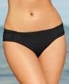 La Blanca Island Goddess Shirred Hipster Bikini Bottom In Black