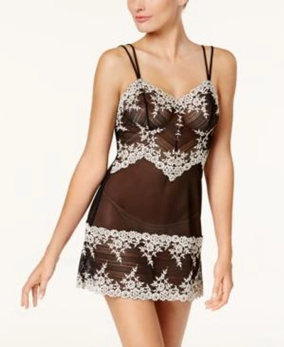 Wacoal Embrace Lace Sheer Chemise Lingerie Nightgown 814191 In Black