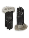 SURELL LEATHER & RABBIT FUR GLOVES,0400092078497