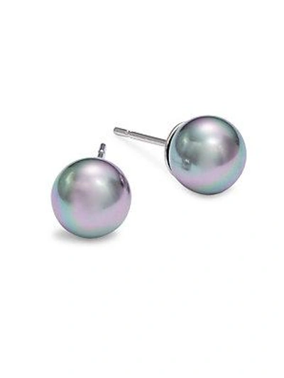 Majorica Iridescent 8mm Organic Synthetic Pearl Stud Earrings In Grey