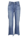 3x1 W3 Higher Ground Cropped Frayed High-rise Straight-leg Jeans In Blue