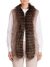 PESERICO Fox Fur-Trim Ribbed Vest,0400093810846
