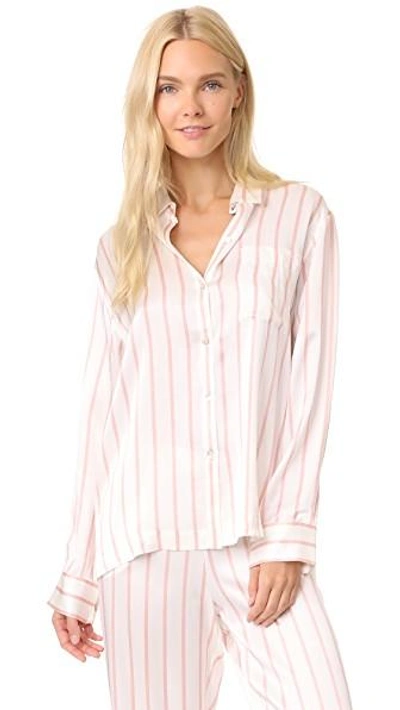 Asceno Pyjama Top In Blush Stripe
