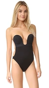 Fashion Forms U-plunge Self-adhesive Backless Thong Bodysuit In Black