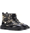 BURBERRY EVERDON EMBELLISHED LEATHER ANKLE BOOTS,P00278205-9