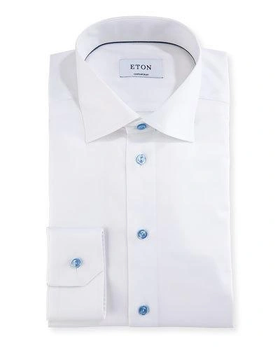 ETON CONTEMPORARY FIT TWILL SHIRT WITH BLUE BUTTONS,PROD204630010