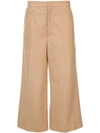 Y'S Y'S WIDE-LEGGED TAILORED CROPPED TROUSERS - BROWN,YKP4513712311160