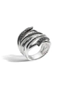 JOHN HARDY BAMBOO LAVA EXTRA-WIDE RING WITH BLACK SAPPHIRE,PROD198481242