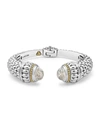 Lagos 18k Gold And Sterling Silver Caviar Color White Topaz Cuff, 14mm In Silver/white Topaz