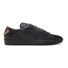 Saint Laurent Court Classic Low-top Lips-panel Leather Trainers In Black