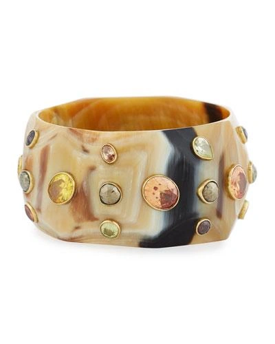 Ashley Pittman Lipua Faceted Light Horn Bangle In Brown