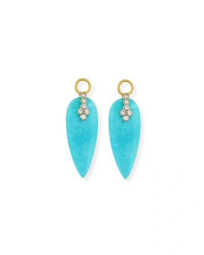 Jude Frances Champagne Diamond & Turquoise Teardrop Earring Charms In Gold Turquoise