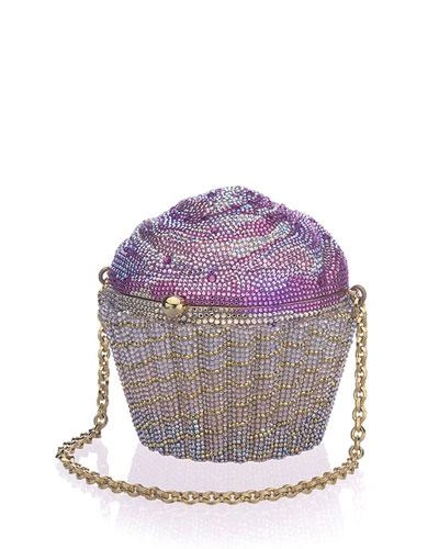 Judith Leiber Cupcake Strawberry Crystal-embellished Gold-tone Clutch In Pink