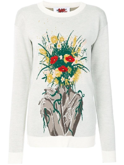 Bad Deal Bouquet Intarsia Jumper In White