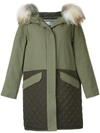 YVES SALOMON YVES SALOMON ARMY QUILTED COMBO PARKA - GREEN,8WFM00288R26W88812385504