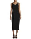 Eileen Fisher Jersey Scoop-neck Midi Dress In Black