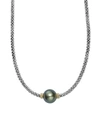 LAGOS 18K GOLD AND STERLING SILVER LUNA CULTURED TAHITIAN PEARL NECKLACE, 18,04-80969-MB18