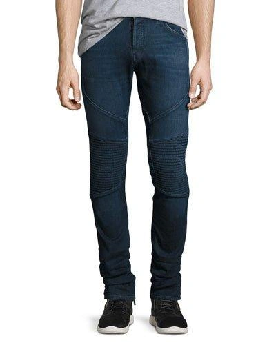 J Brand Bearden Moto Slim-fit Jeans, Navy