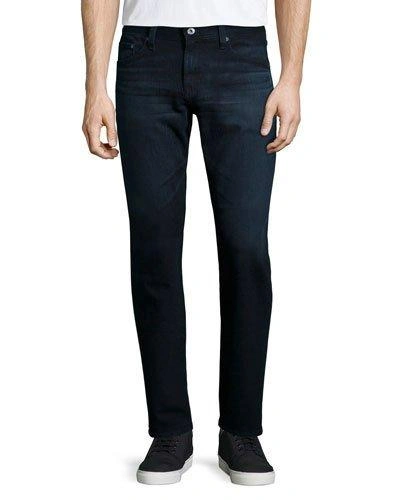 Ag Graduate Faded Stretch Slim-straight Jeans In Deep Pitch