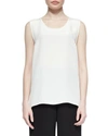 Caroline Rose Crepe Suzette Scoop-neck Basic Tank In White