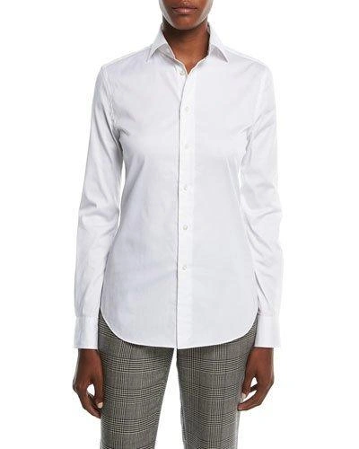 Polo Ralph Lauren Women's Iconic Style Charmain Stretch Sateen Shirt In White