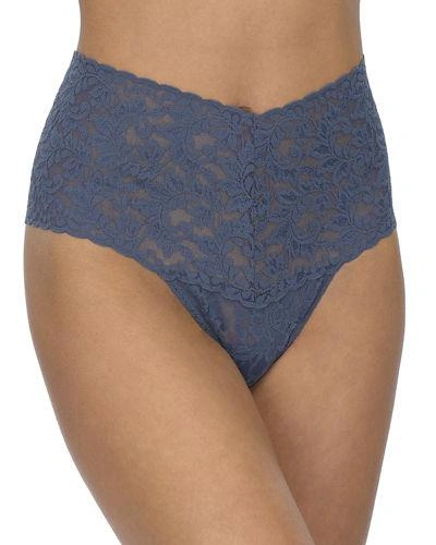 Hanky Panky Retro Signature Lace Thong In Nightshadow Blue