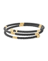 LAGOS BLACK CAVIAR & 18K GOLD MEDIUM STRIPED COIL BRACELET,PROD210170253