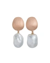 MARGOT MCKINNEY JEWELRY SATIN-FINISH EARRINGS WITH DETACHABLE PEARL DROPS IN 18K ROSE GOLD,PROD201870111