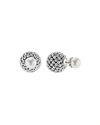 Lagos Sterling Silver Signature Caviar Cultured Freshwater Pearl Front-back Earrings In Silver