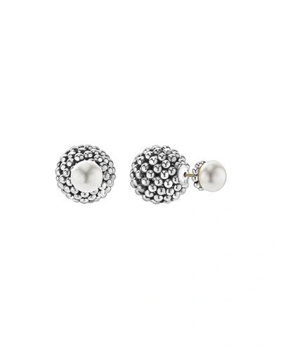 LAGOS CAVIAR PEARL FRONT-BACK STUD EARRINGS,PROD202600129