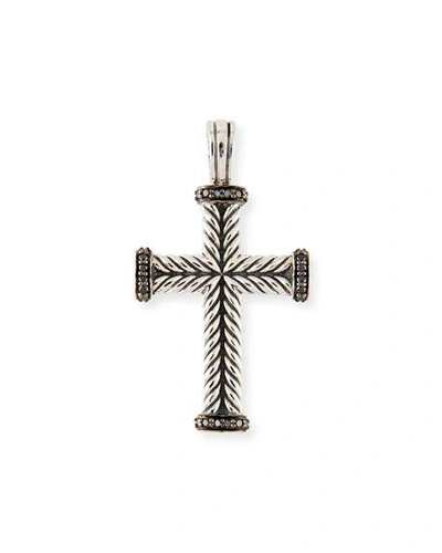 David Yurman Men's Chevron Cross Pendant In Silver, 33.5mm In Black/silver