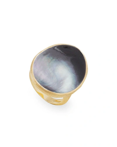Marco Bicego 18k Yellow Gold Lunaria Ring With Black Mother-of-pearl In Black/gold