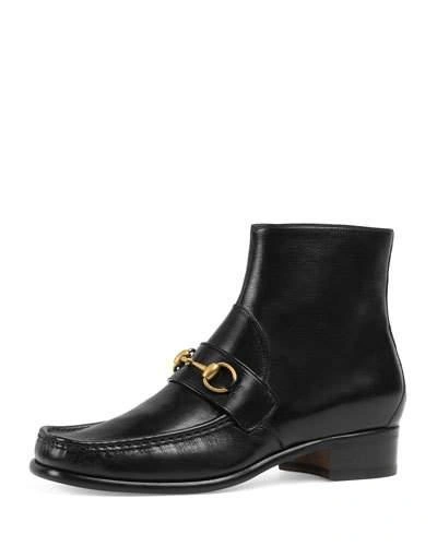 Gucci Vegas Horsebit Leather Ankle Boots In Black