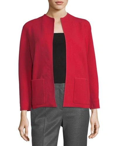Escada Collarless Open-front Topper Jacket In Red