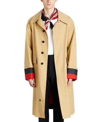 Burberry Bonded Cotton Oversized Seam-sealed Car Coat In Beige/red