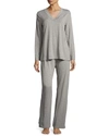 Hanro Jade Long-sleeve Pajama Set In Grey Melange