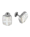 KONSTANTINO COLOR CLASSICS STERLING SILVER MOTHER-OF-PEARL CROSS CUFF LINKS,PROD201970008