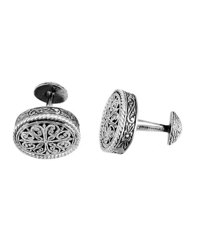 Konstantino Carved Silver Cuff Links